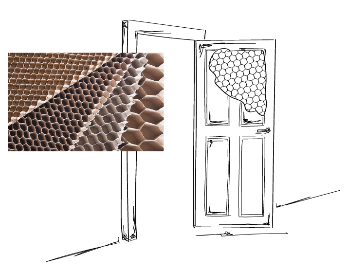 Baumaterial aus Honeycomb beispielsweise als Innenfutter einer Zimmertür
